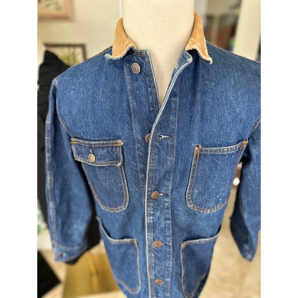 Vintage Ralph Lauren Denim Chore Jacket Corduroy Collar Mens Size M Western - Picture 12 of 13